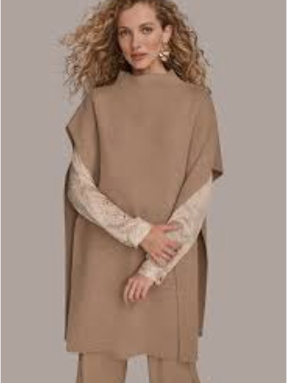 NWT Note di Anita Belted Cowl Neck Knit Poncho Sweater One Size
